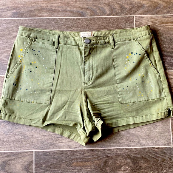 SANCTUARY Green Field Paint Splatter Casual Short - Picture 2 of 3